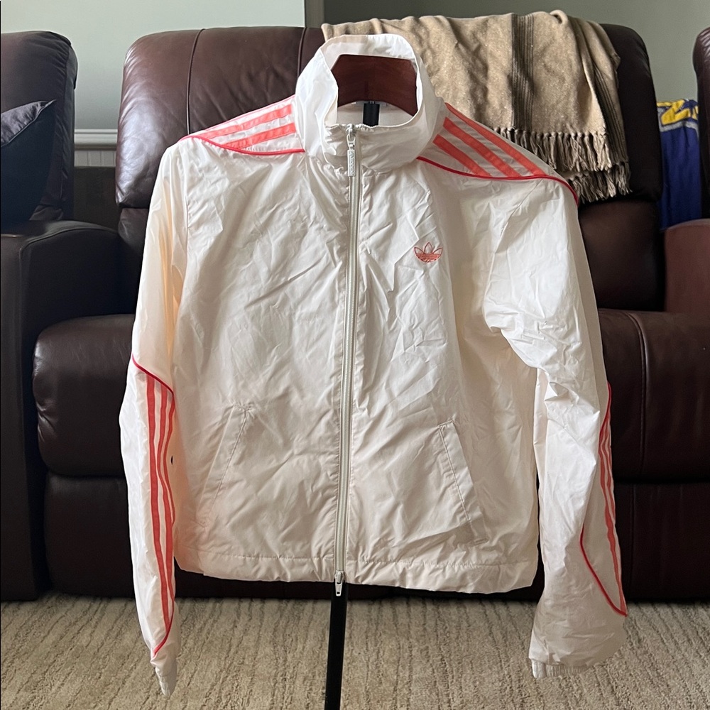 Adidas jacket with coral stripes